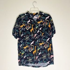 Forever 21 - Men's Short Sleeve Button-Up Animal Shirt (Large)